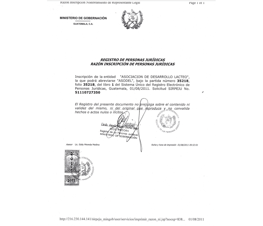 Acta de Inscripción